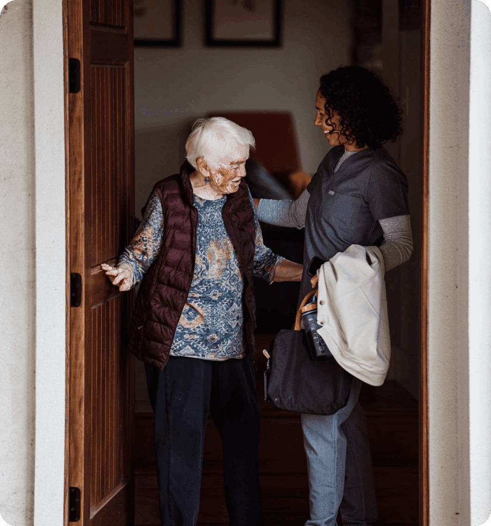 Friendly support for elderly woman
