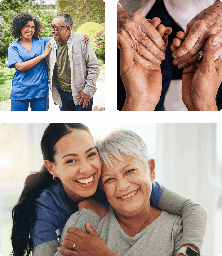 Caregiver and senior enjoying outdoors