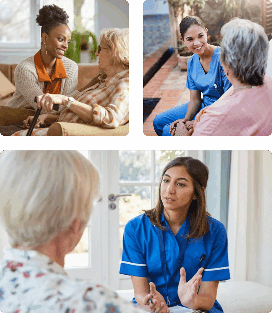 Nurses assisting elderly patients